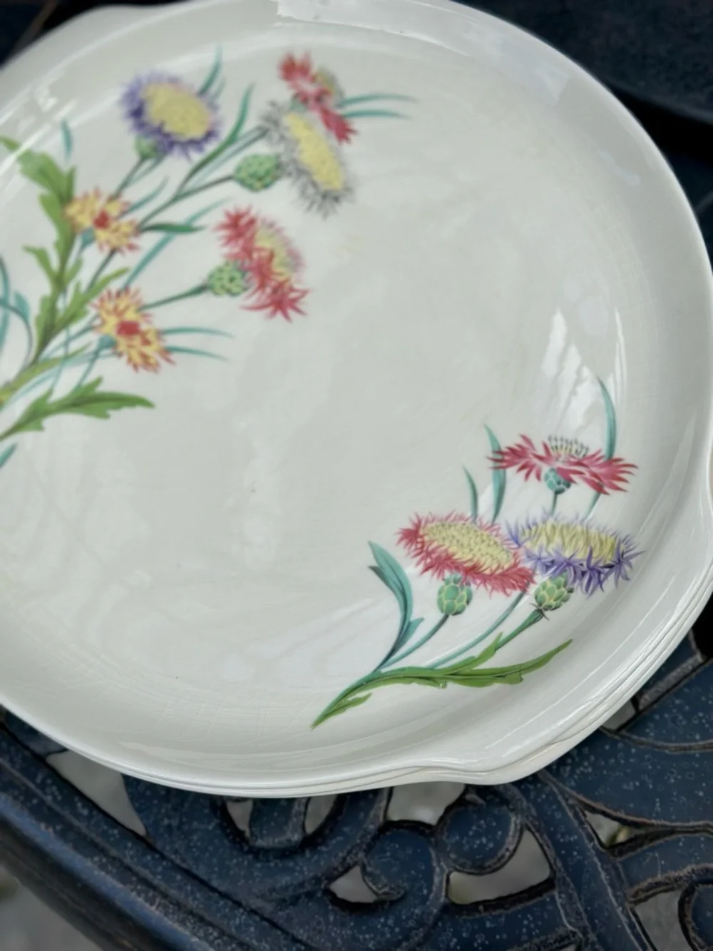 Vintage Universal Ballerina Floral Serving Platter Handles Oven Proof USA